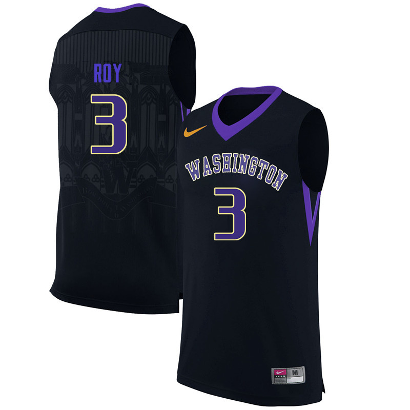 Men Washington Huskies #3 Brandon Roy College Basketball Jerseys Sale-Black